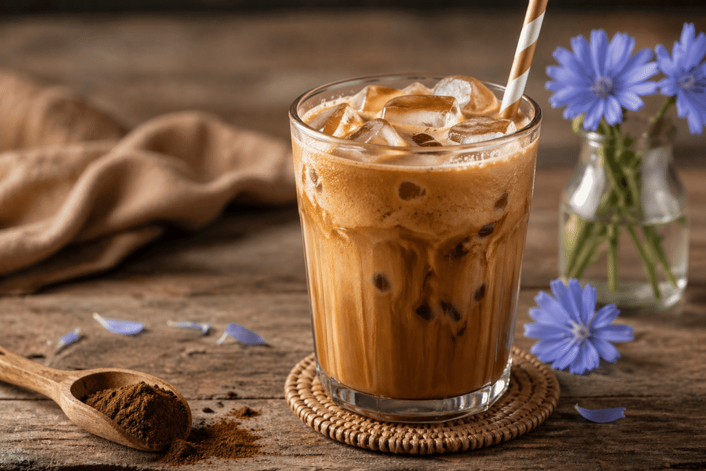 chicorée glacée frappée dans un verre