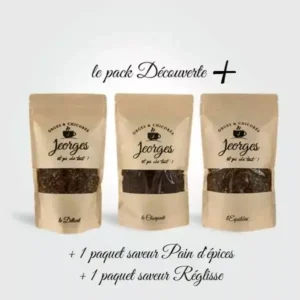 coffre cadeau cafe malt de la maison Jeorges avec plusieurs puissances de goût et un paquet avec de la réglisse