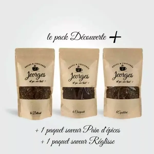 coffre cadeau cafe malt de la maison Jeorges avec plusieurs puissances de goût et un paquet avec de la réglisse
